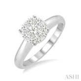 1/8 Ctw Lovebright Round Cut Diamond Bridal Ring in 14K White Gold